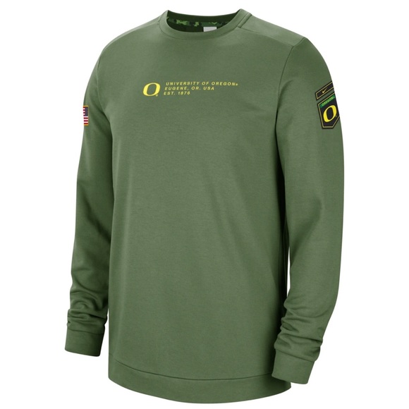 Nike Oregon Ducks Team Issue On Field Military Sweater DN1719-328 Men’s Sizes - Picture 1 of 3